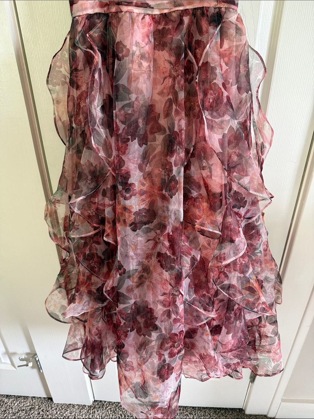 GB girls Floral Ruffle Chiffon Dress - Rose Mauve - Picture 6 of 9